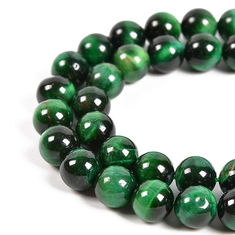 Nancybeads 45pcs 8mm Natural Green Tiger's Eye Gemstone Round Spacer Loose Stone Beads for Jewelry Making 15.5" 1 Strand (Green Tiger's Eye, 8mm 45Beads) - Image 1